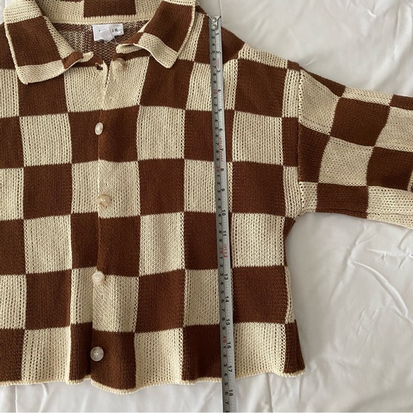 LE LIS CHECKER SWEATER BUTTON UP - Picture 7 of 7